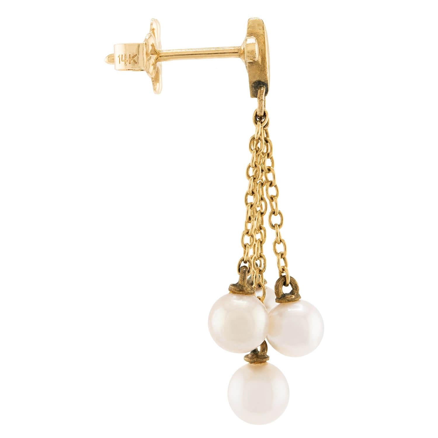Estate 14k Pearl Chain Earrings