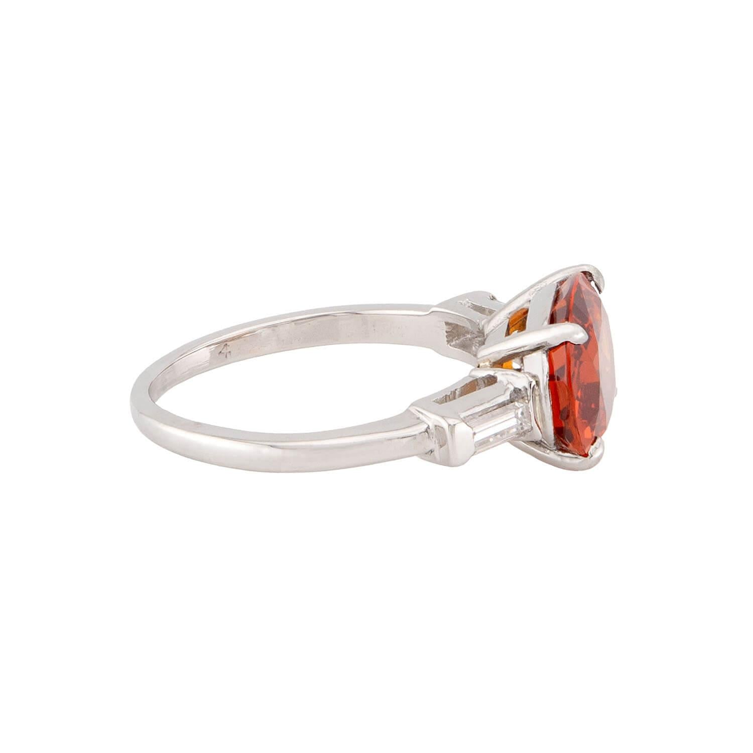 Retro Platinum Sapphire and Diamond Engagement Ring