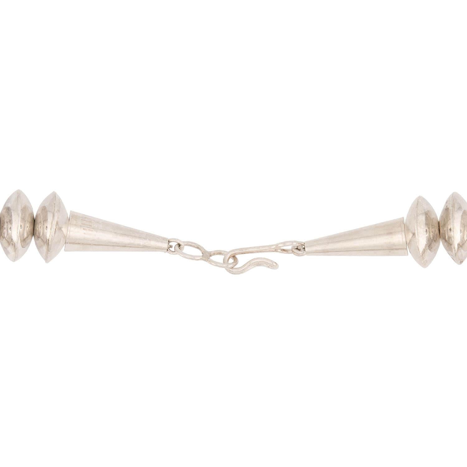 Vintage Native American Sterling Silver Conch Bead Necklace