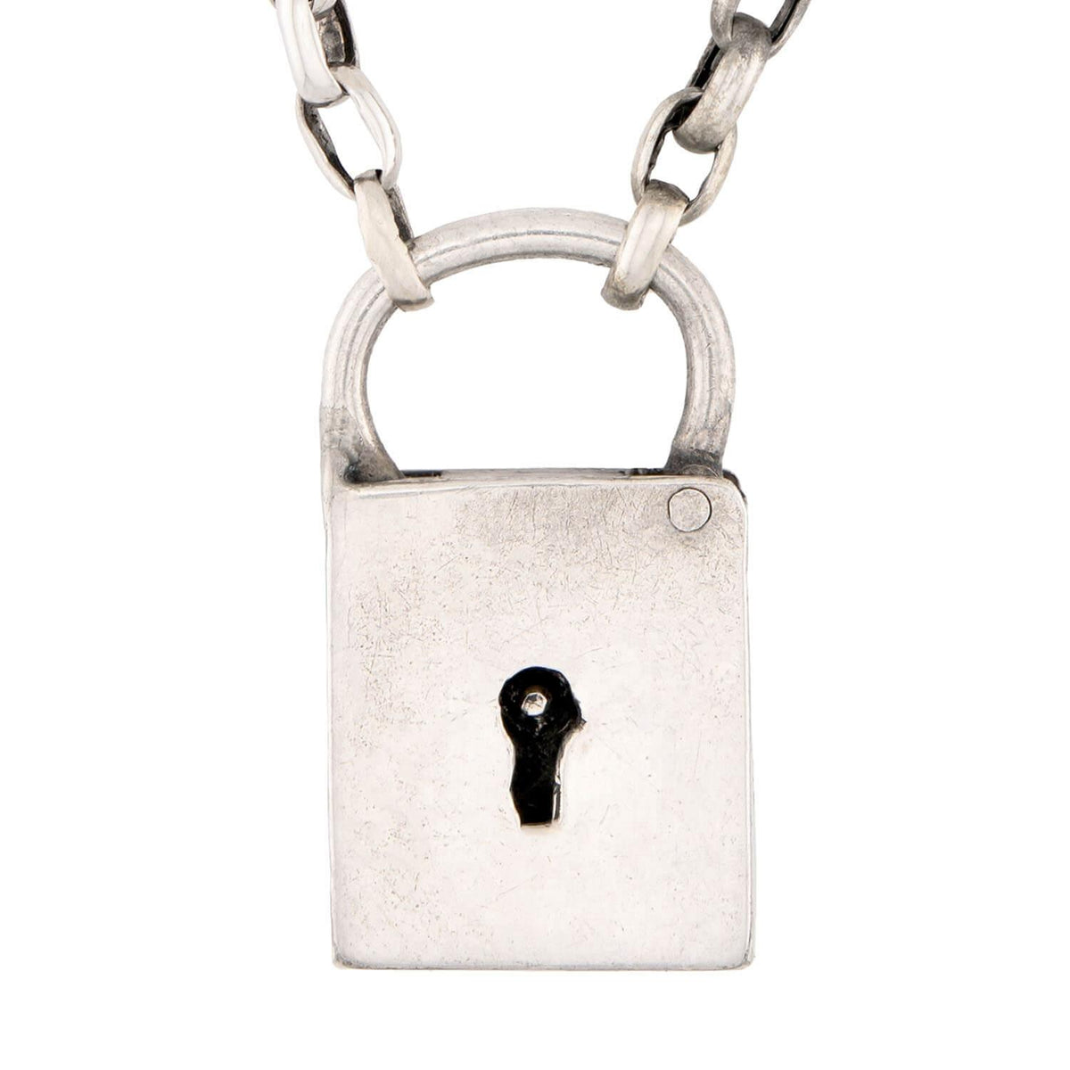Victorian Sterling Silver Padlock Pendant Necklace