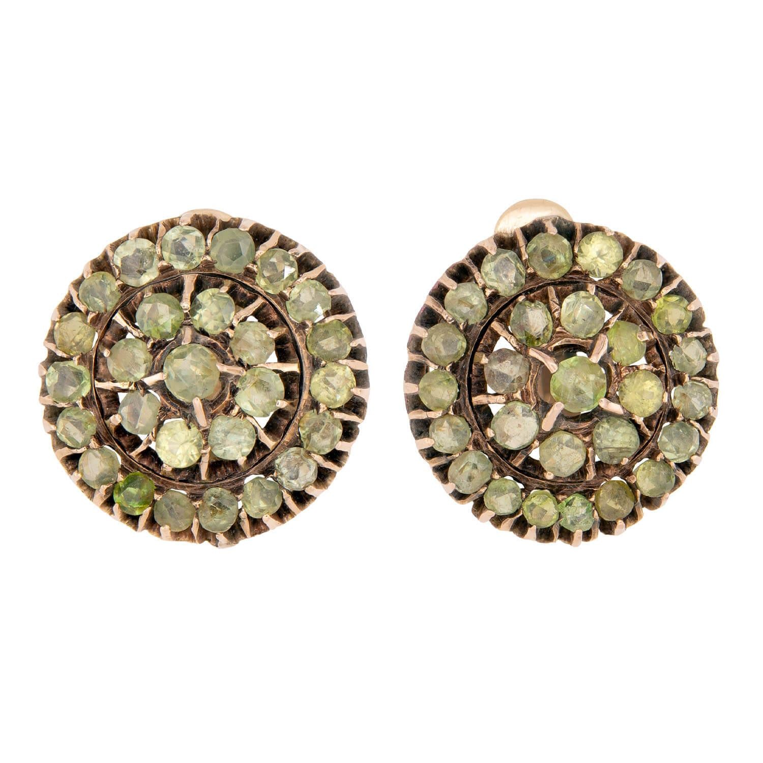 Victorian 14k Chrysoberyl Cluster Earrings