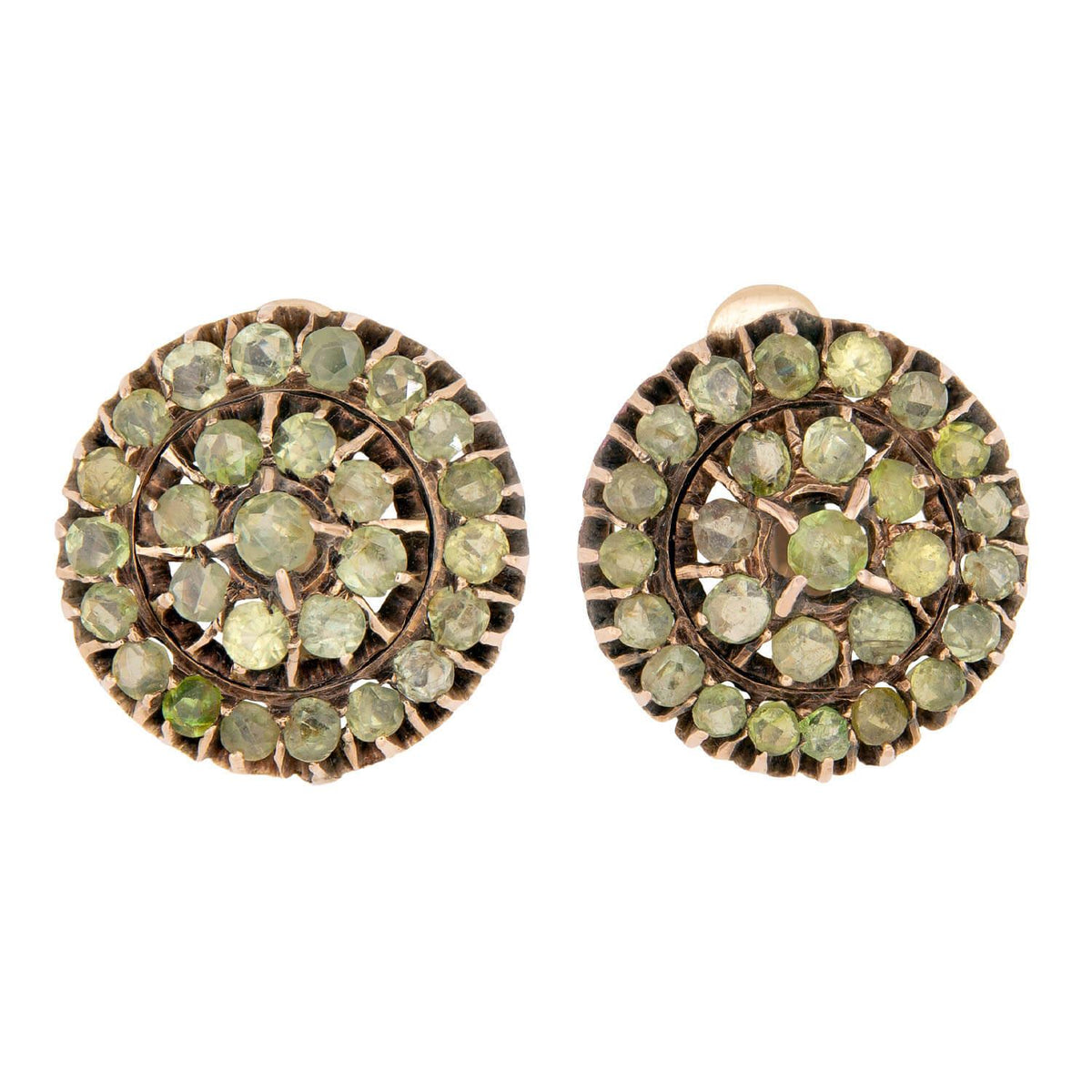 Victorian 14k Chrysoberyl Cluster Earrings