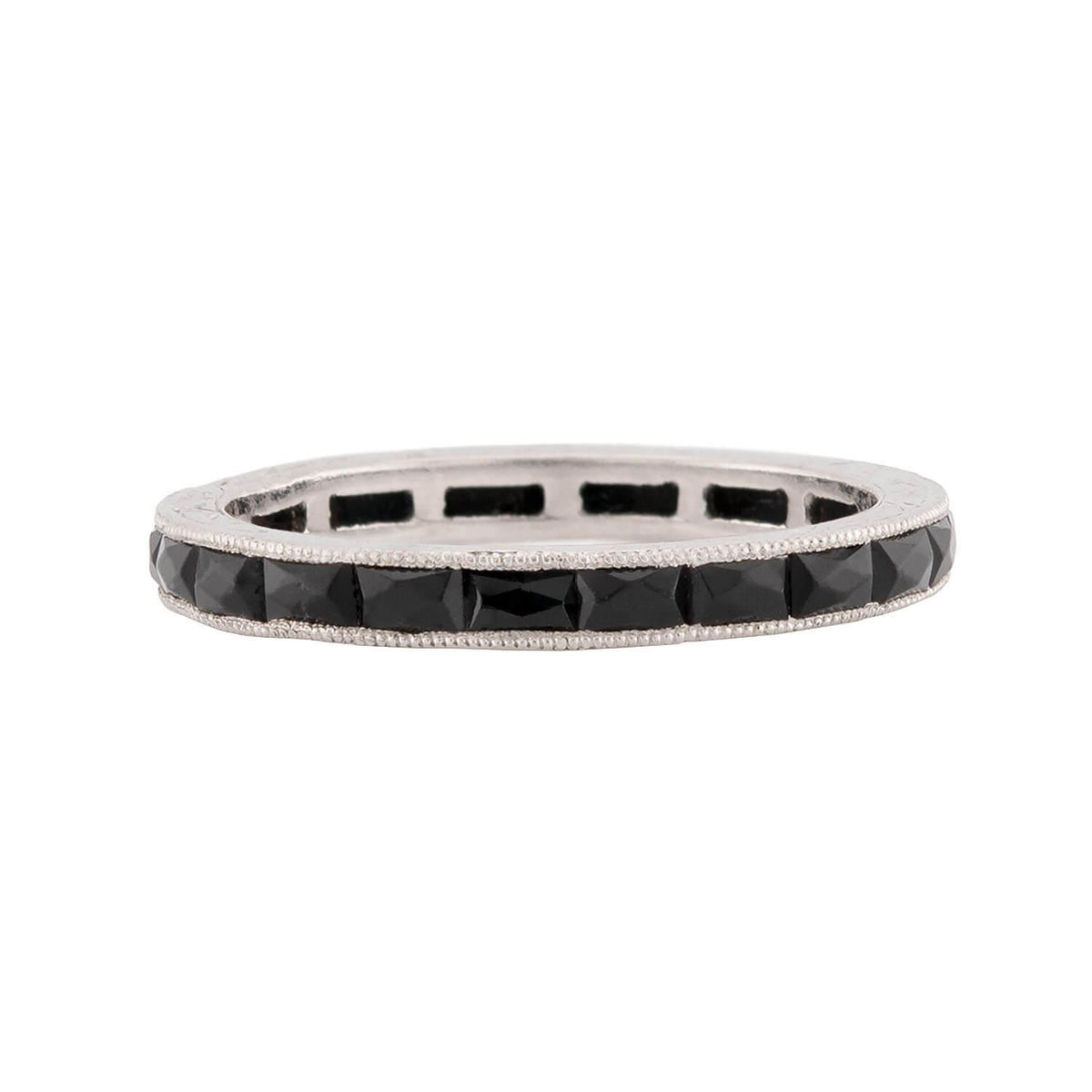 Art Deco Platinum Onyx Eternity Band