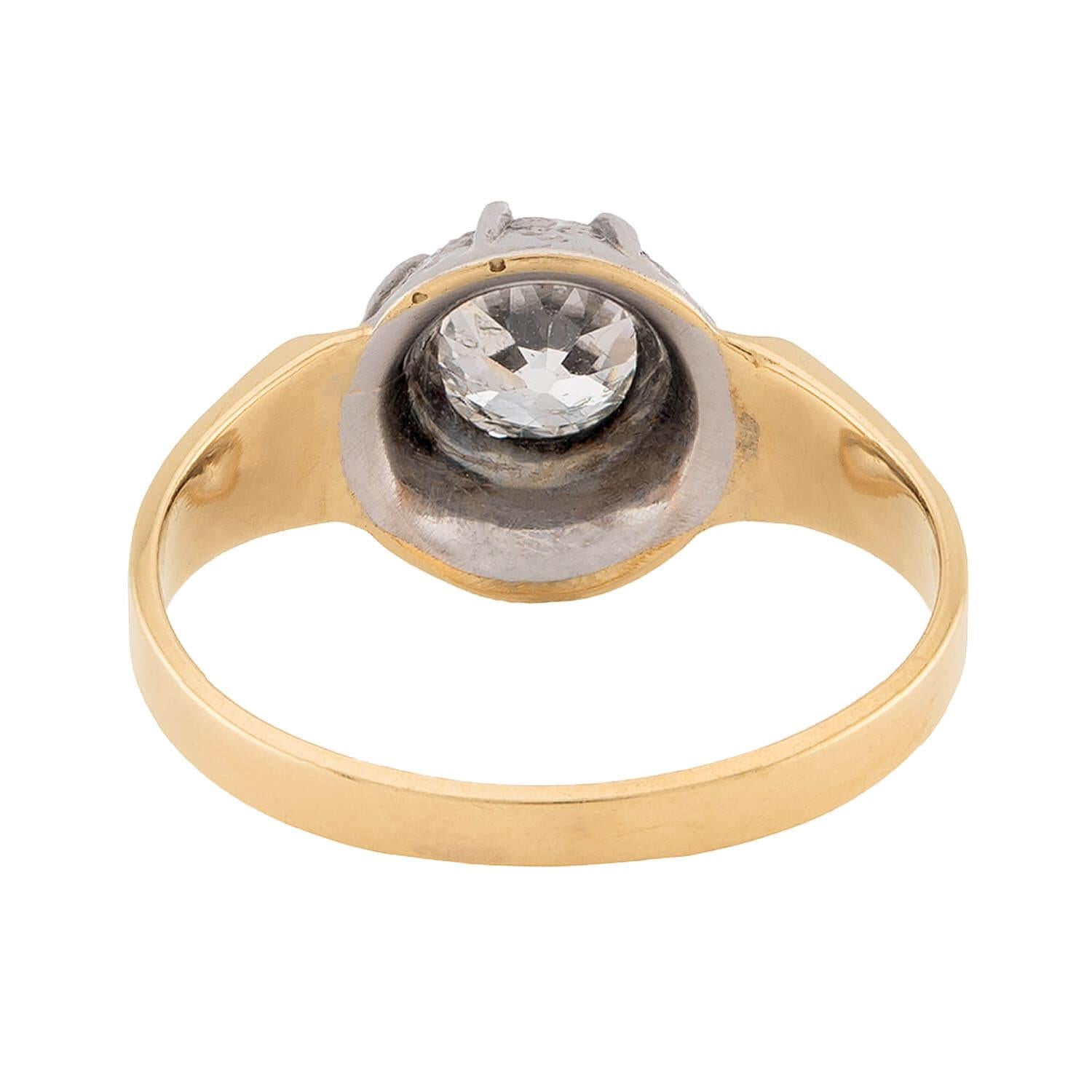 Victorian 18k/Sterling Silver Diamond Engagement Ring .85ct