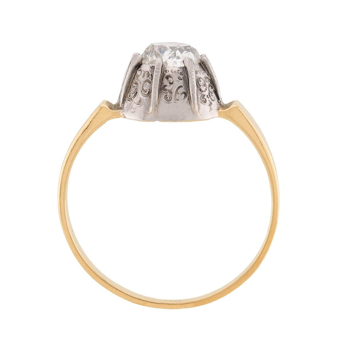 Victorian 18k/Sterling Silver Diamond Engagement Ring .85ct