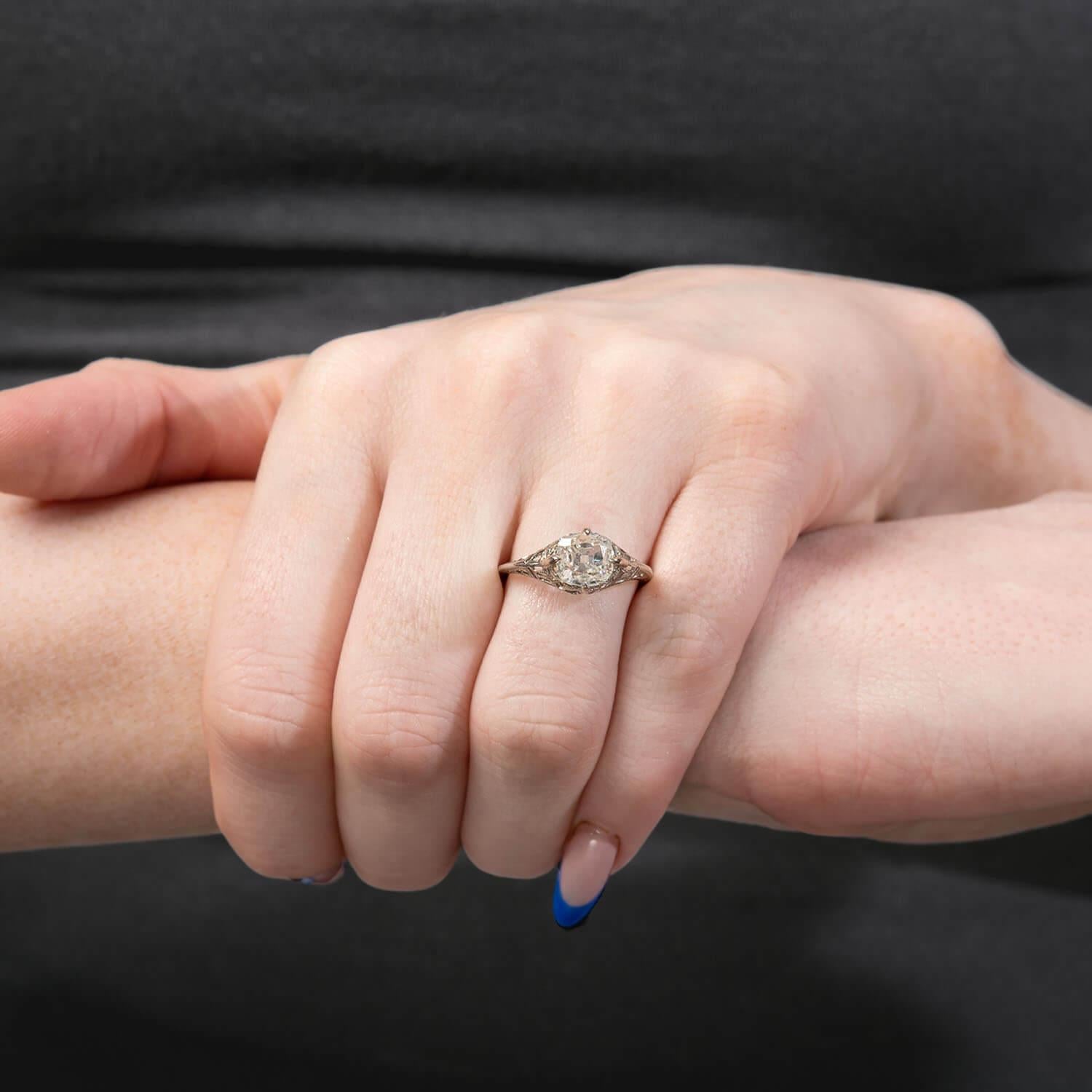 Art Deco 14k Diamond Engagement Ring 1.20ct