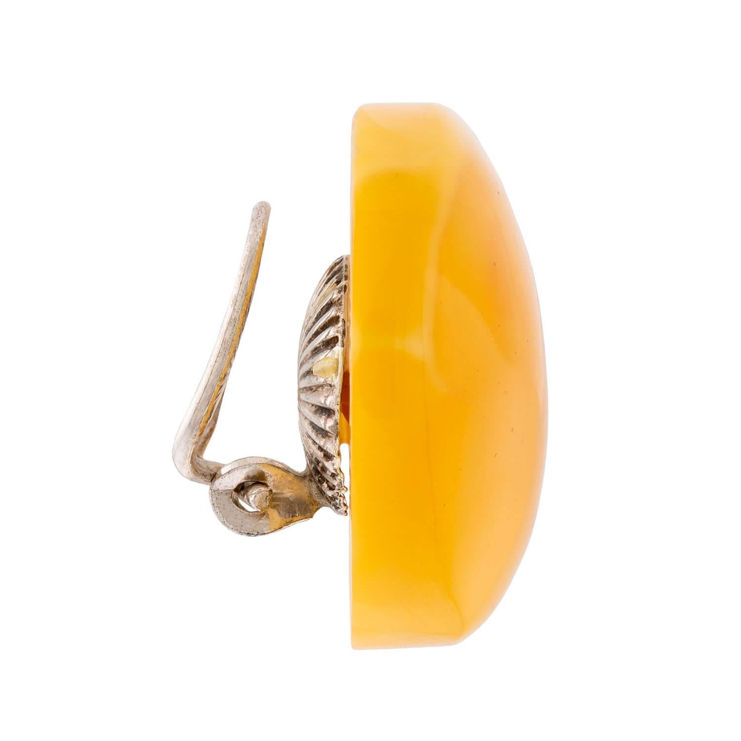 Vintage Sterling Silver Butterscotch Baltic Amber Earrings
