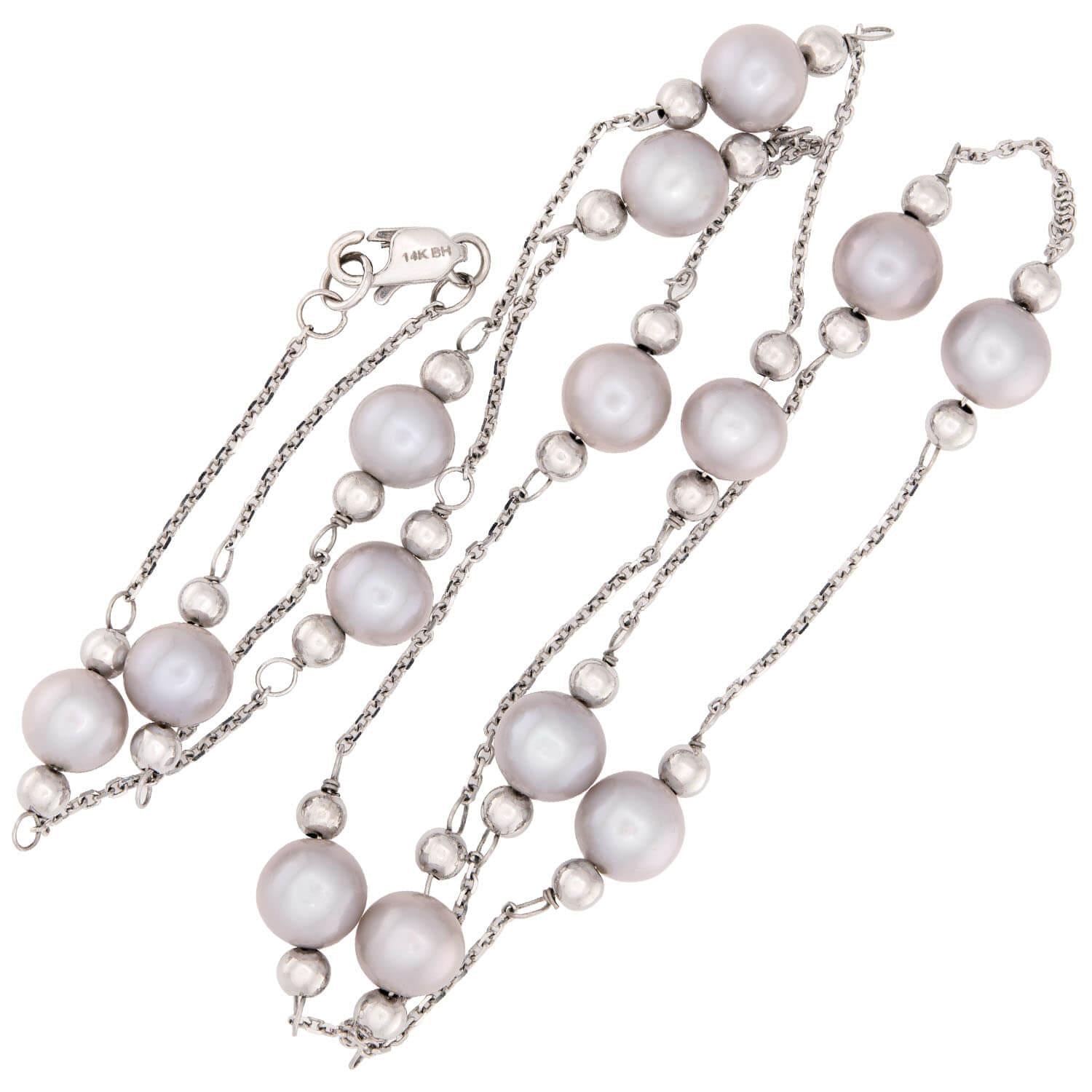 Estate 14k Pearl Chain Necklace