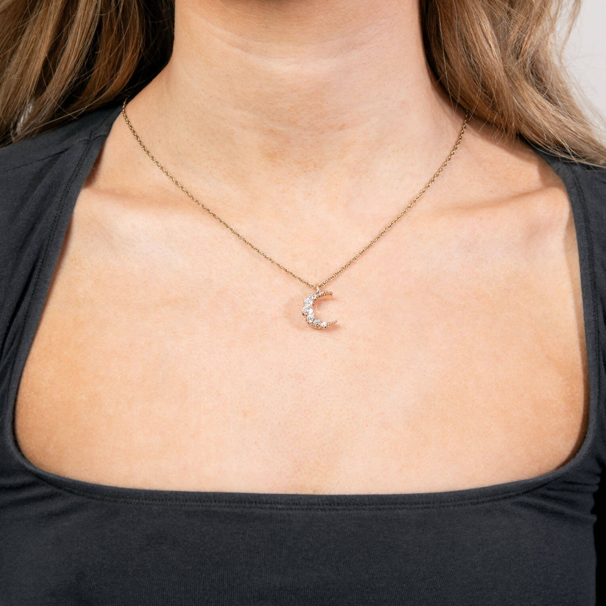 Victorian 14k Diamond Crescent Pendant/Charm