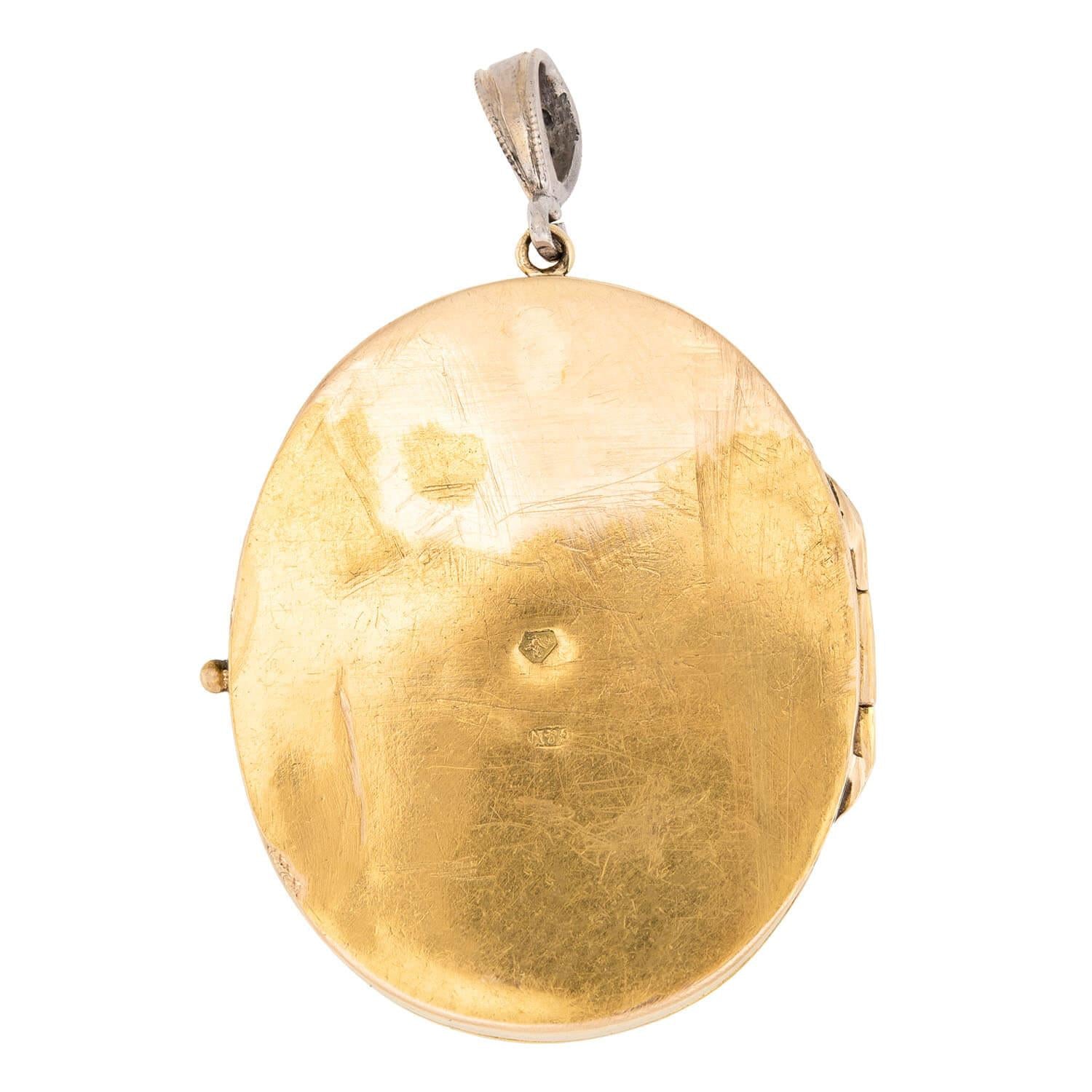 Victorian 18k Diamond & Enamel Star-Motif Locket