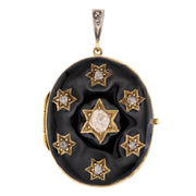 Victorian 18k Diamond & Enamel Star-Motif Locket