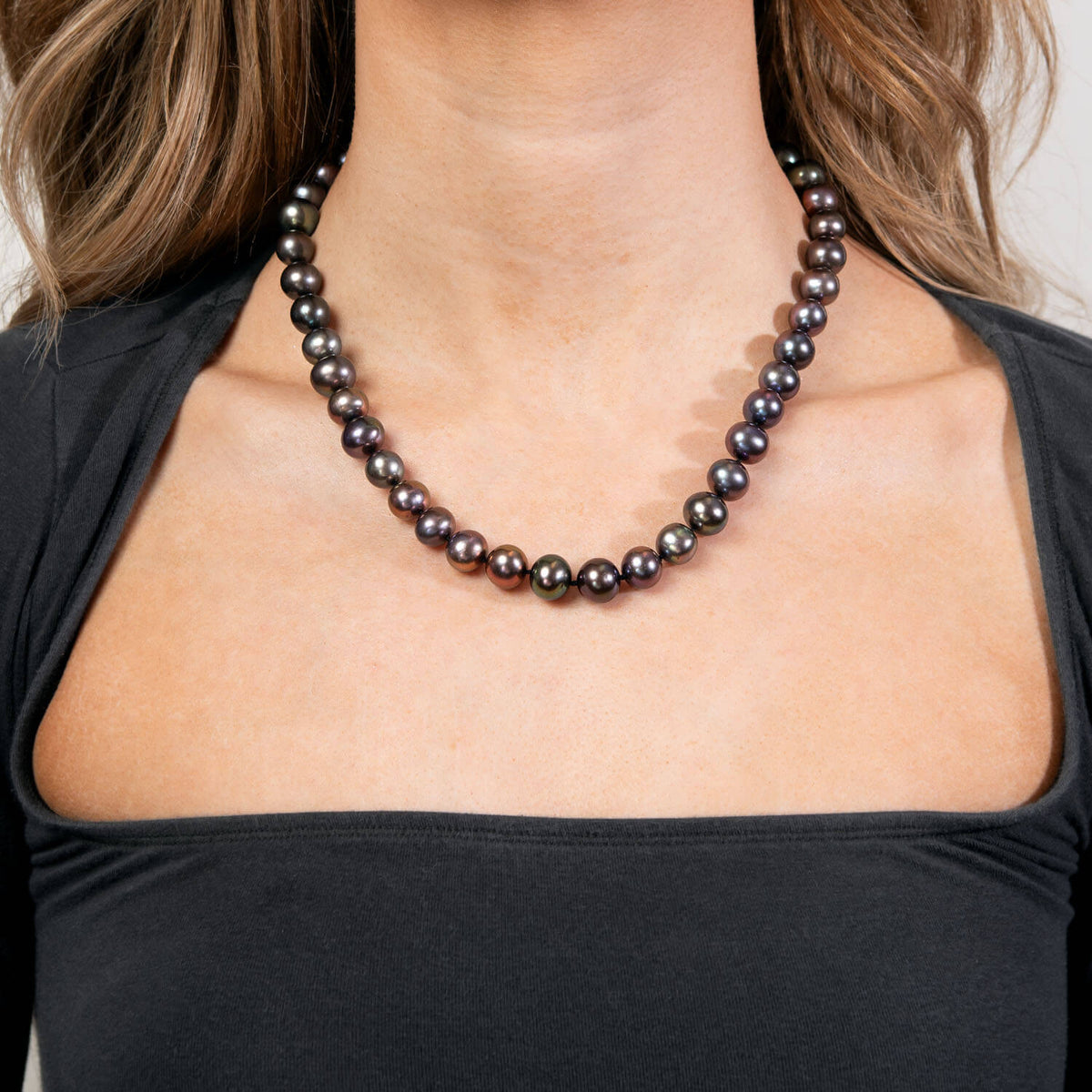 Estate 14k Tahitian Pearl Necklace 11mm