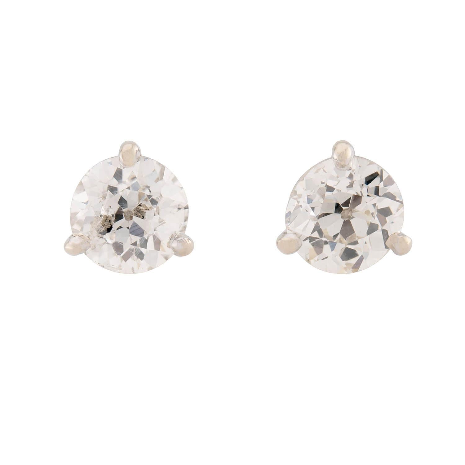 Estate Platinum/14K Diamond Stud Earrings
