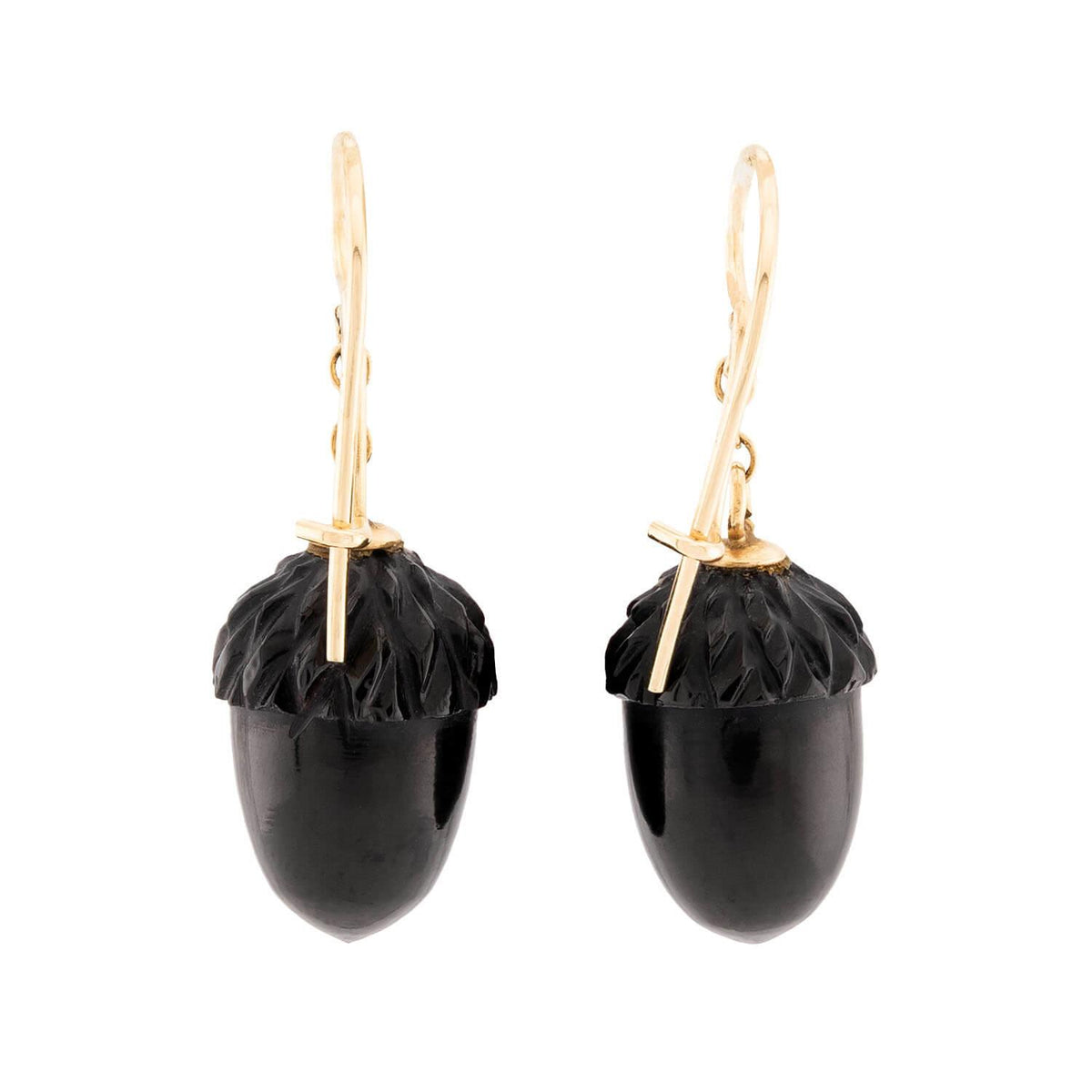 Victorian 14k Jet Acorn Earrings