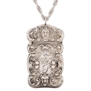 Victorian Sterling Silver Repoussé Match Safe Necklace