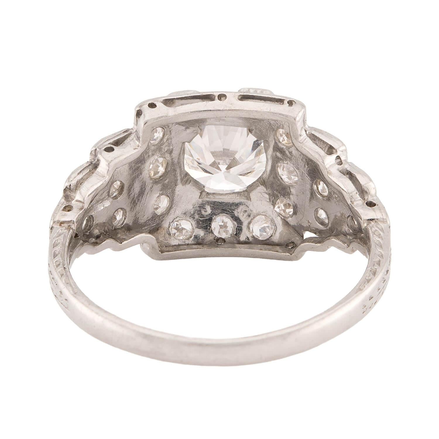 Art Deco Platinum Step Diamond Engagement Ring