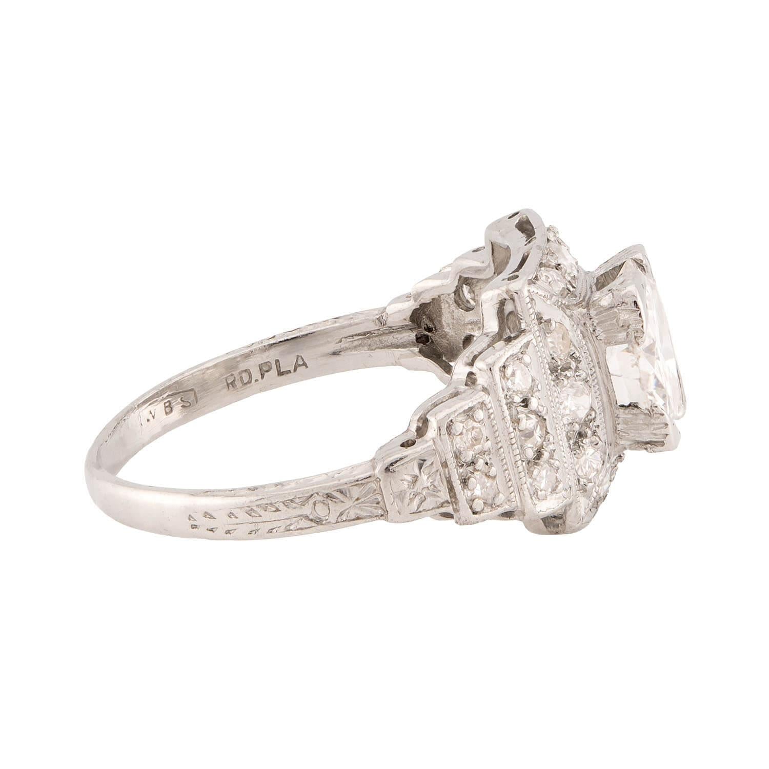 Art Deco Platinum Step Diamond Engagement Ring
