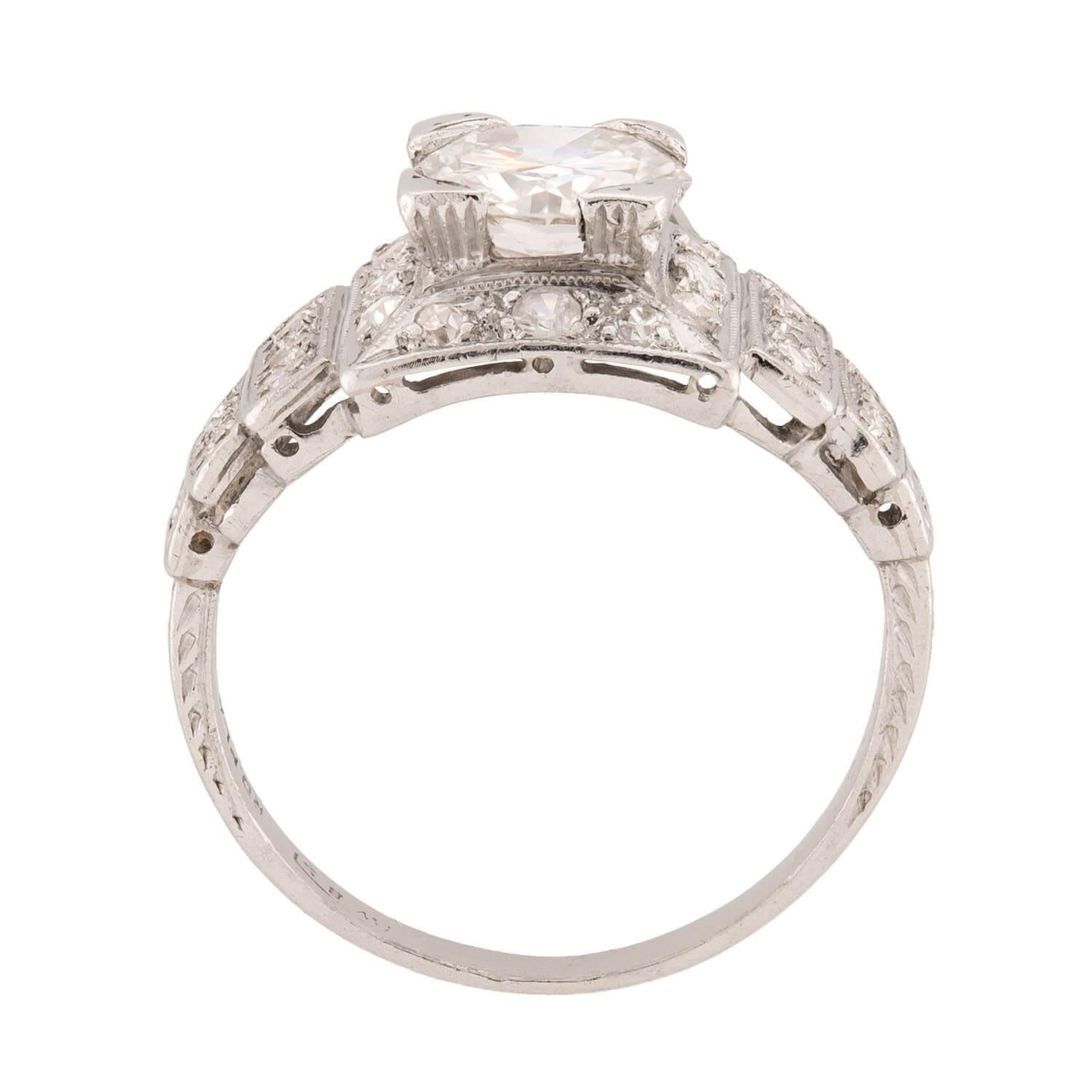 Art Deco Platinum Step Diamond Engagement Ring