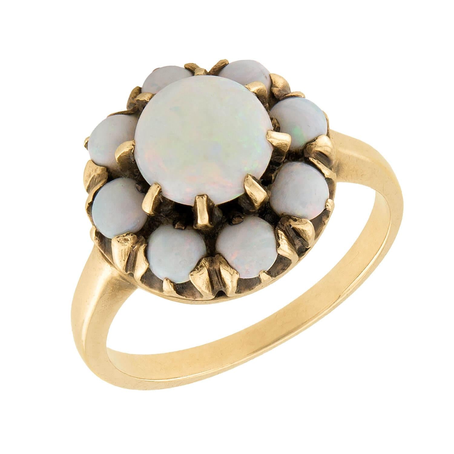Vintage 10k Opal Cluster Ring