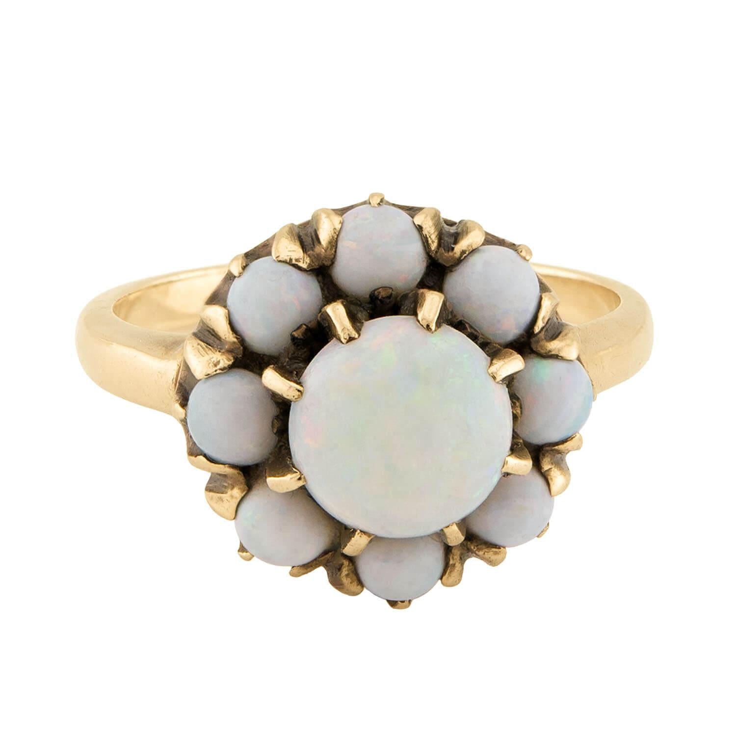 Vintage 10k Opal Cluster Ring