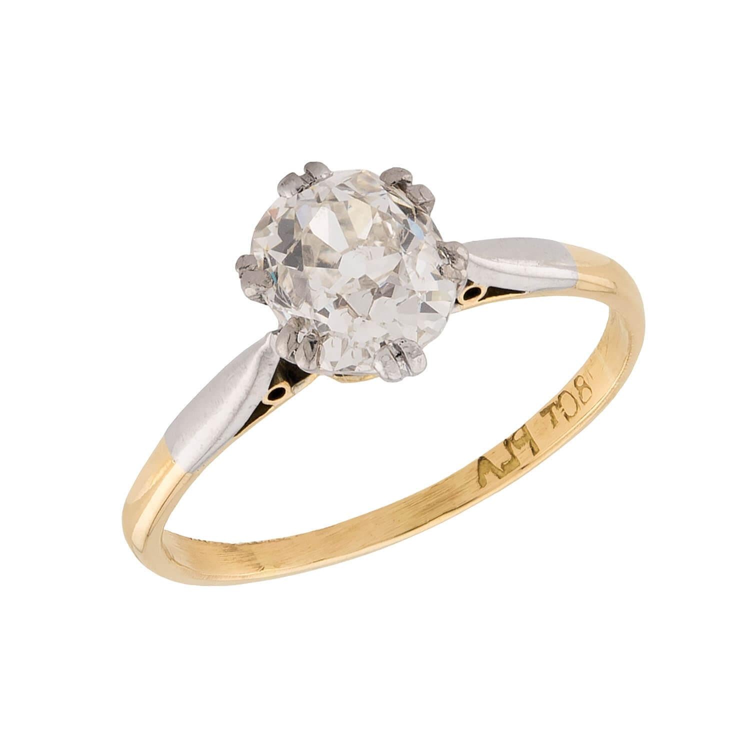Edwardian 18k/Platinum Diamond Engagement Ring 1.30ct