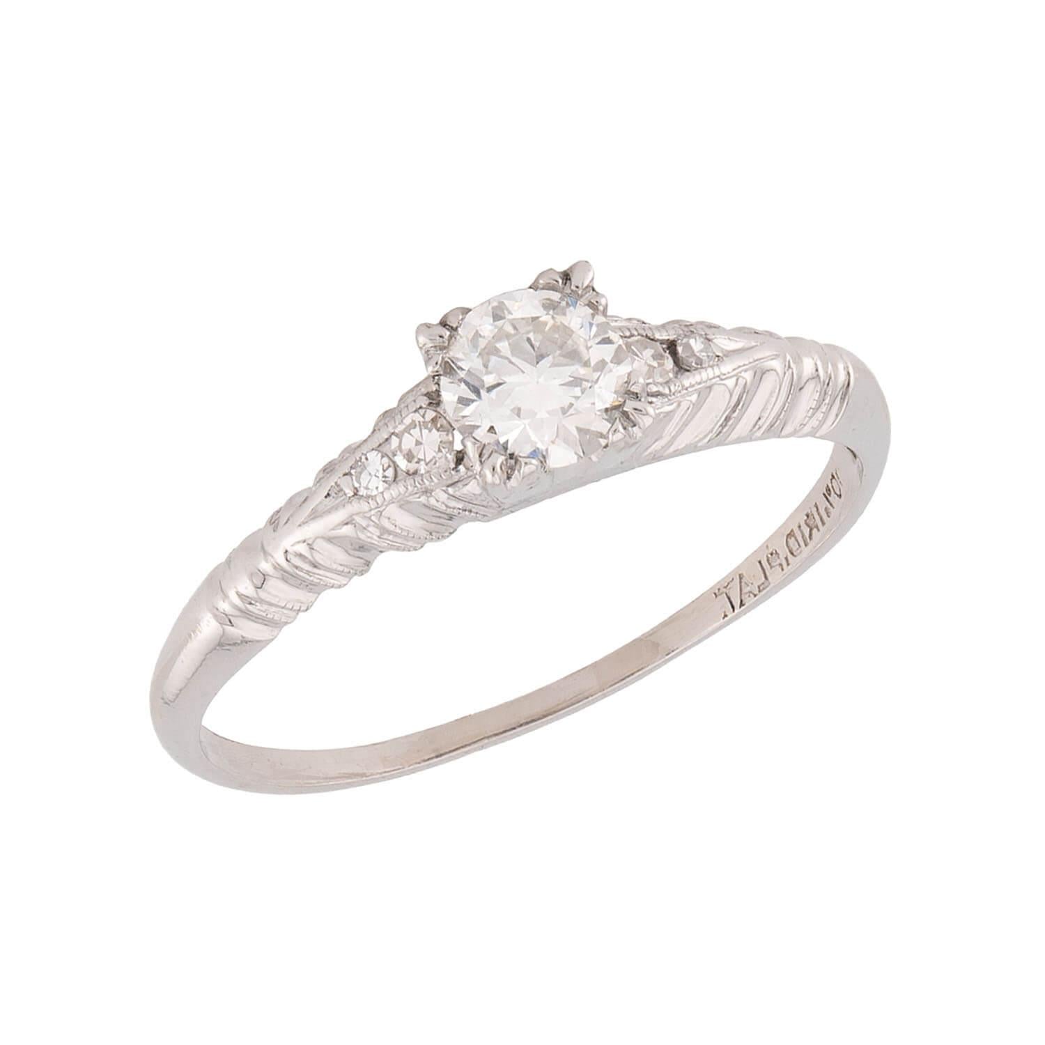 Art Deco Platinum Diamond Engagement Ring .35ct