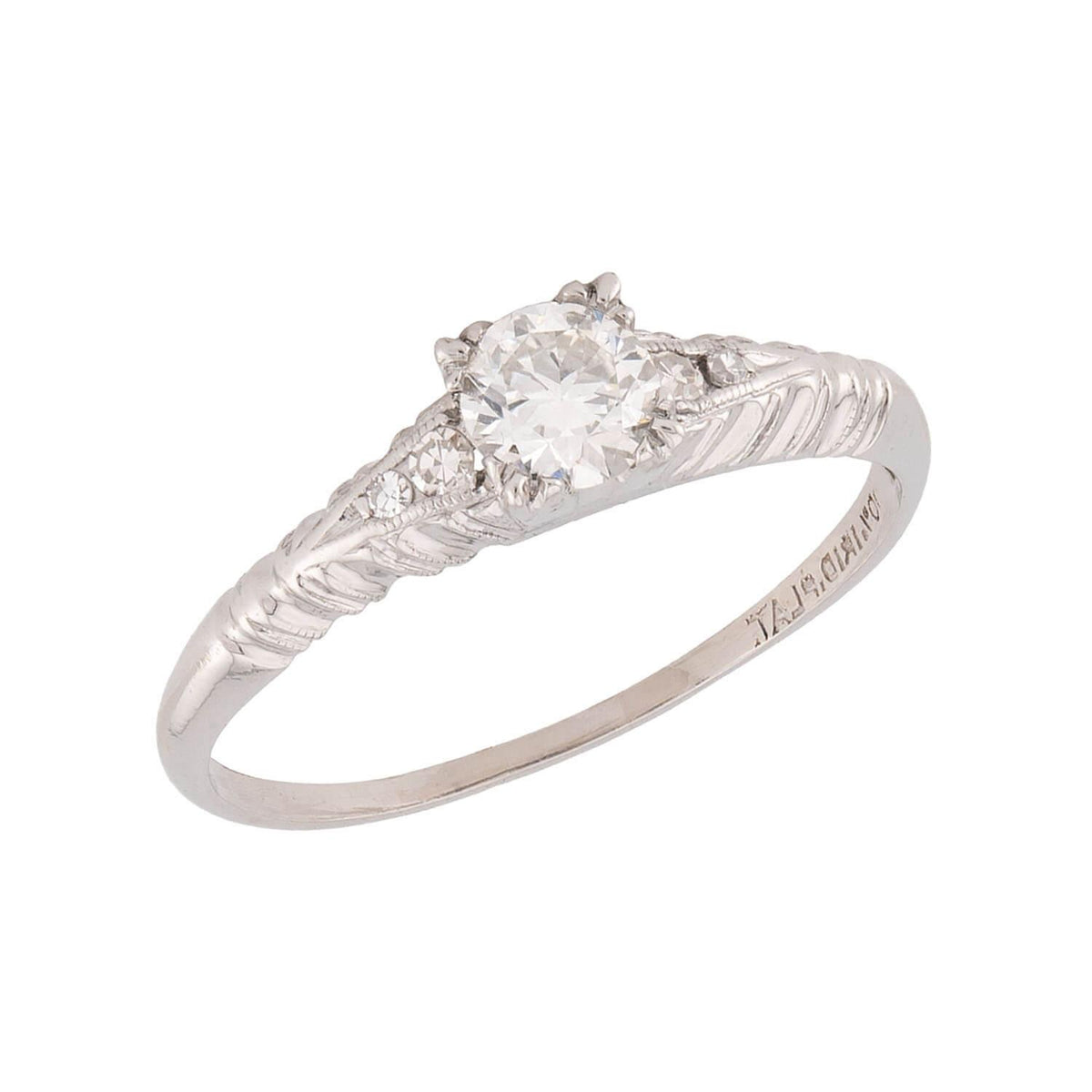 Art Deco Platinum Diamond Engagement Ring .35ct