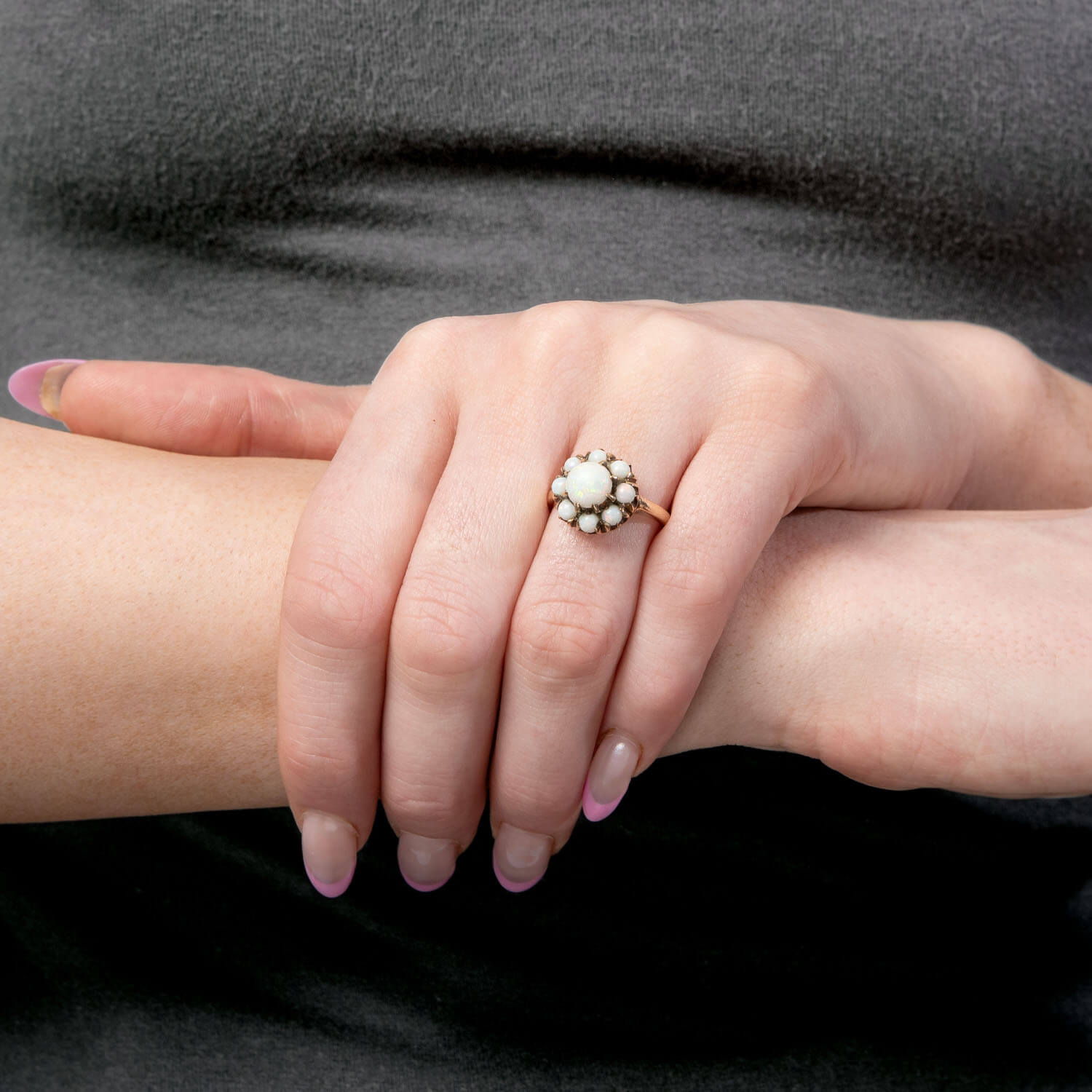 Vintage 10k Opal Cluster Ring