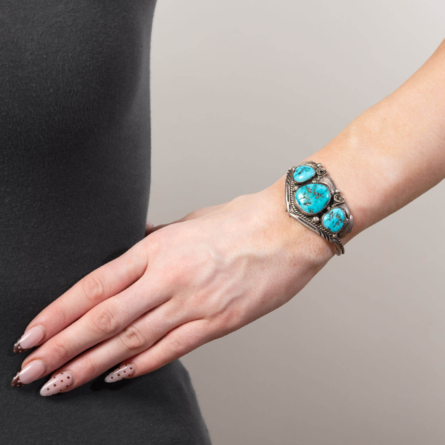 Vintage Native American Sterling Silver Turquoise Cuff Bracelet