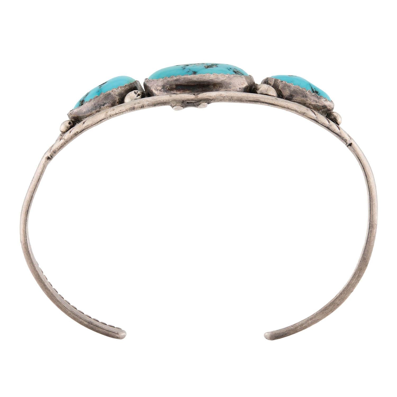 Vintage Native American Sterling Silver Turquoise Cuff Bracelet
