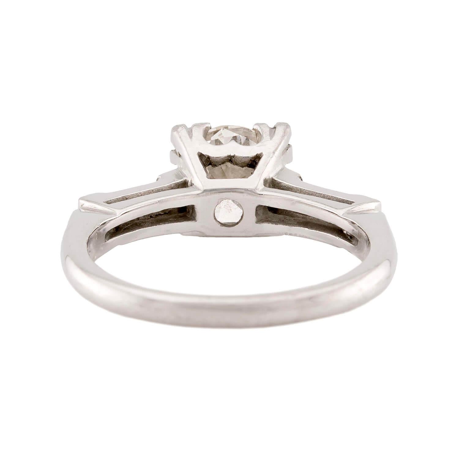 Retro Platinum Diamond Engagement Ring 1.35ct