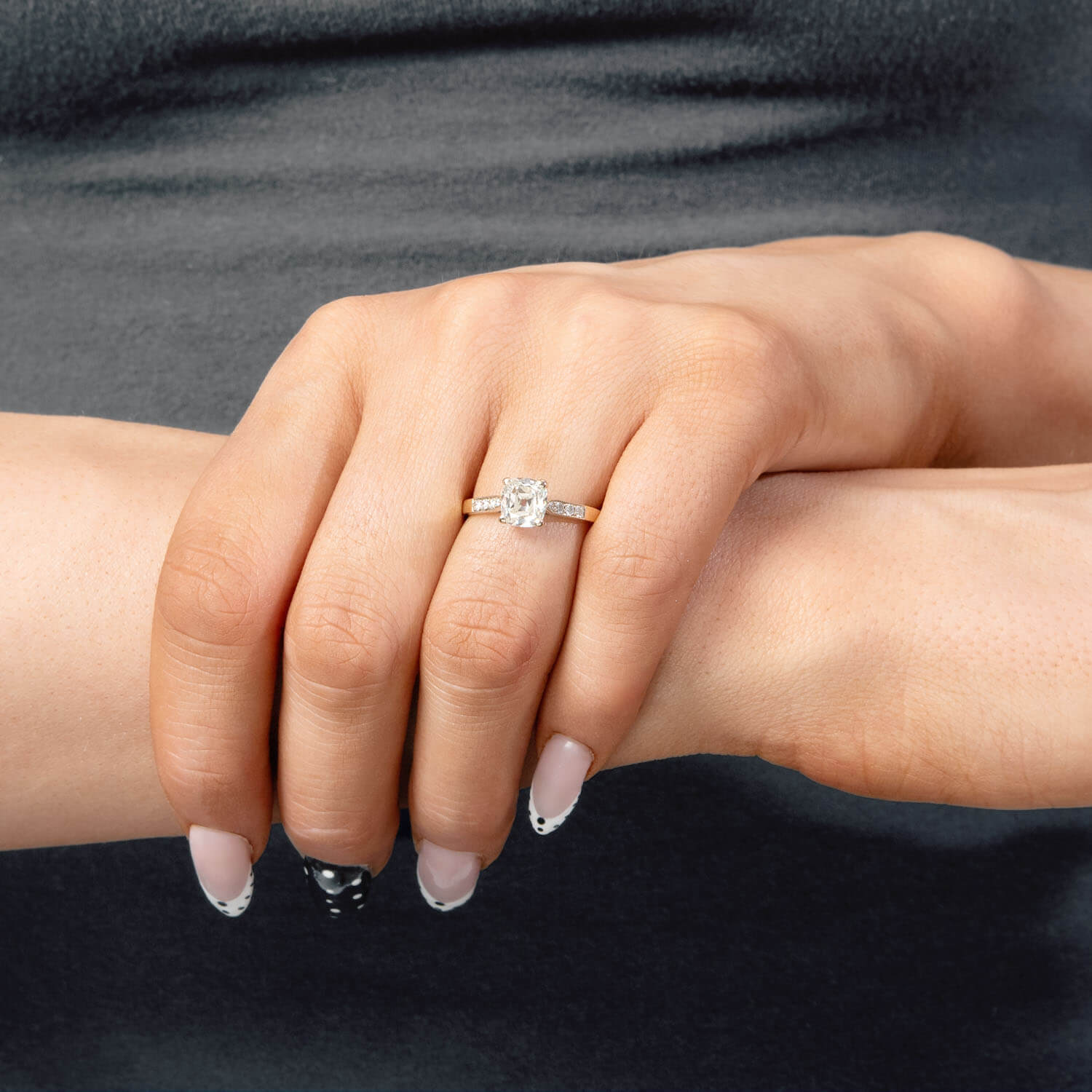 Estate French 18k GIA Diamond Engagement Ring 1.23ct