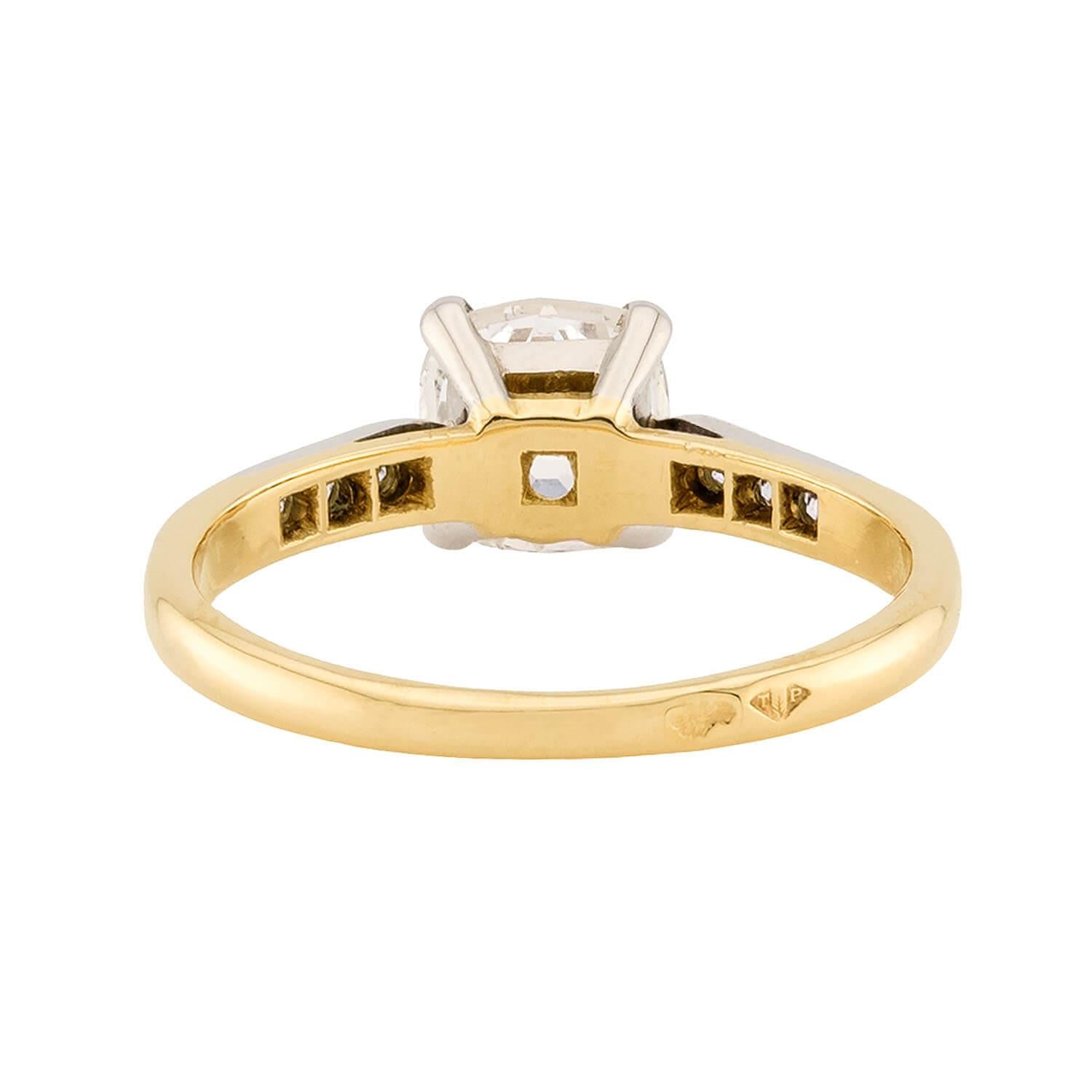 Estate French 18k GIA Diamond Engagement Ring 1.23ct