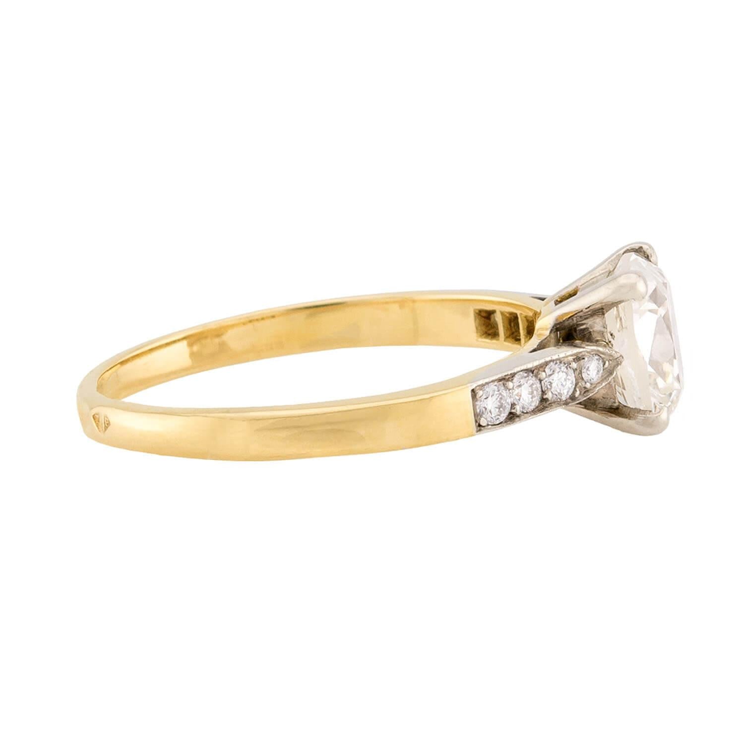 Estate French 18k GIA Diamond Engagement Ring 1.23ct