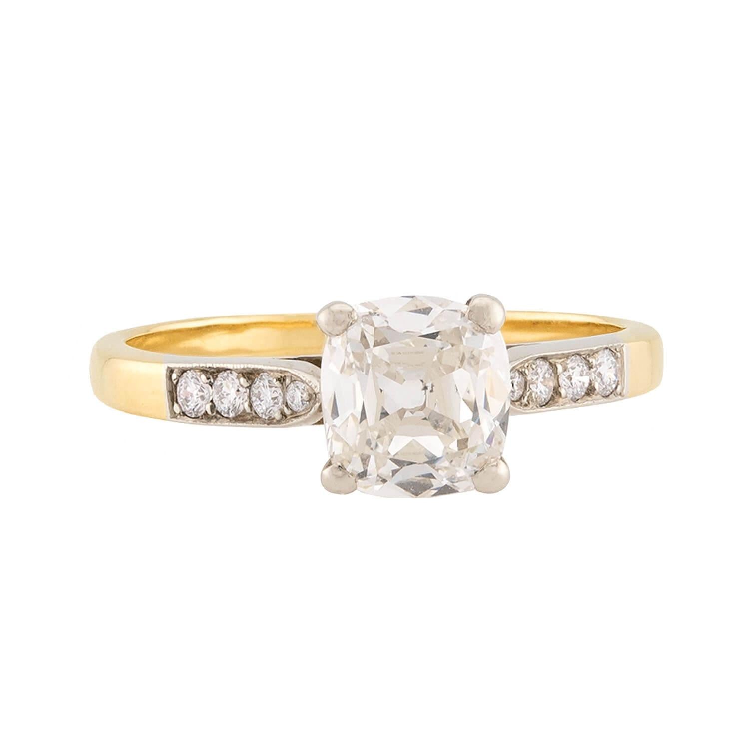Estate French 18k GIA Diamond Engagement Ring 1.23ct