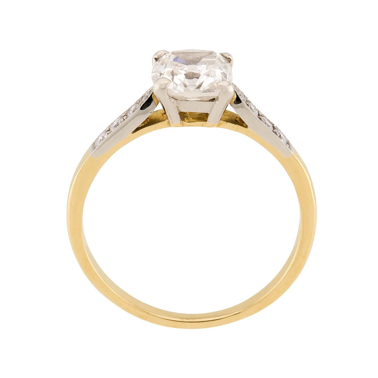 Estate French 18k GIA Diamond Engagement Ring 1.23ct