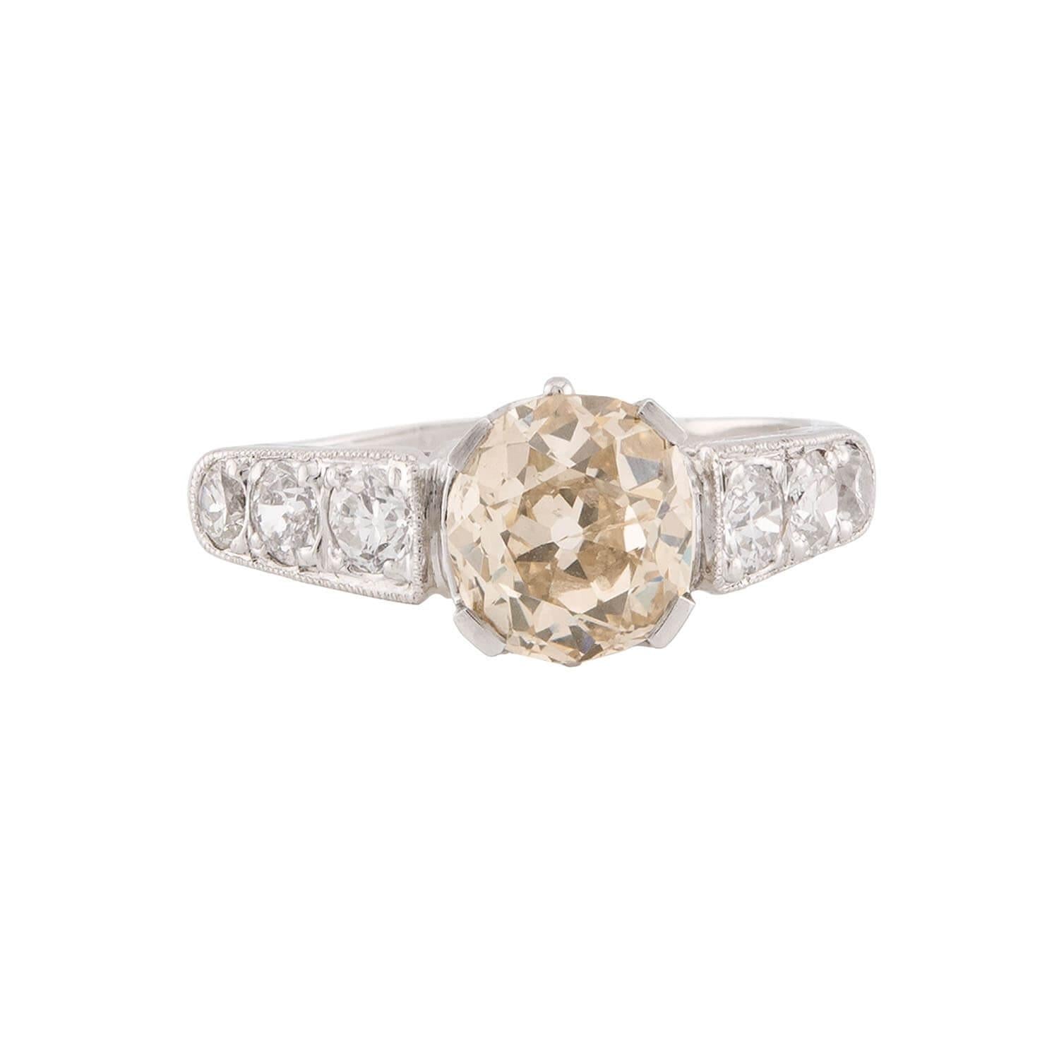 Edwardian Platinum Diamond Engagement Ring 1.70ct