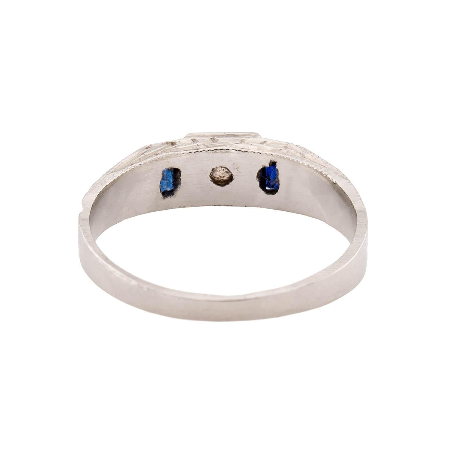 Art Deco 14k Diamond & Sapphire Pinky Ring
