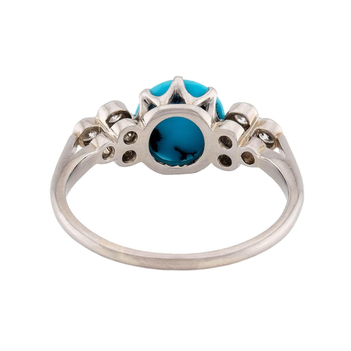Estate 18k Turquoise & Diamond Ring