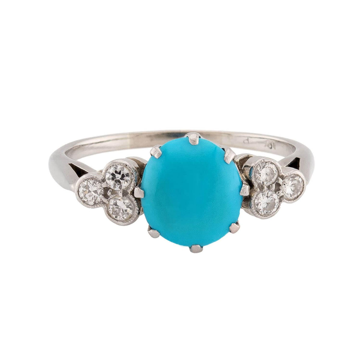 Estate 18k Turquoise & Diamond Ring