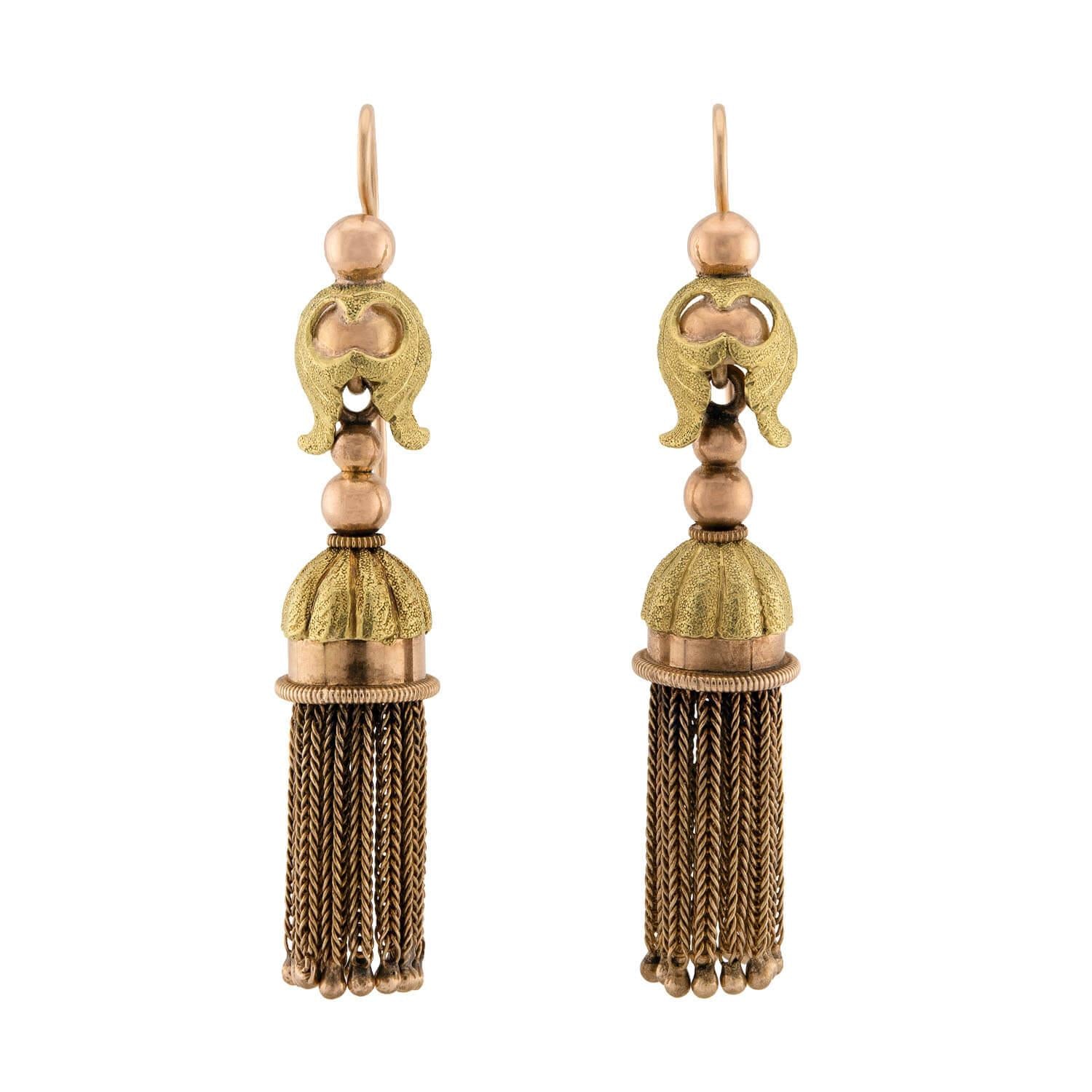 Victorian 14k Mixed Metals Tassel Earrings
