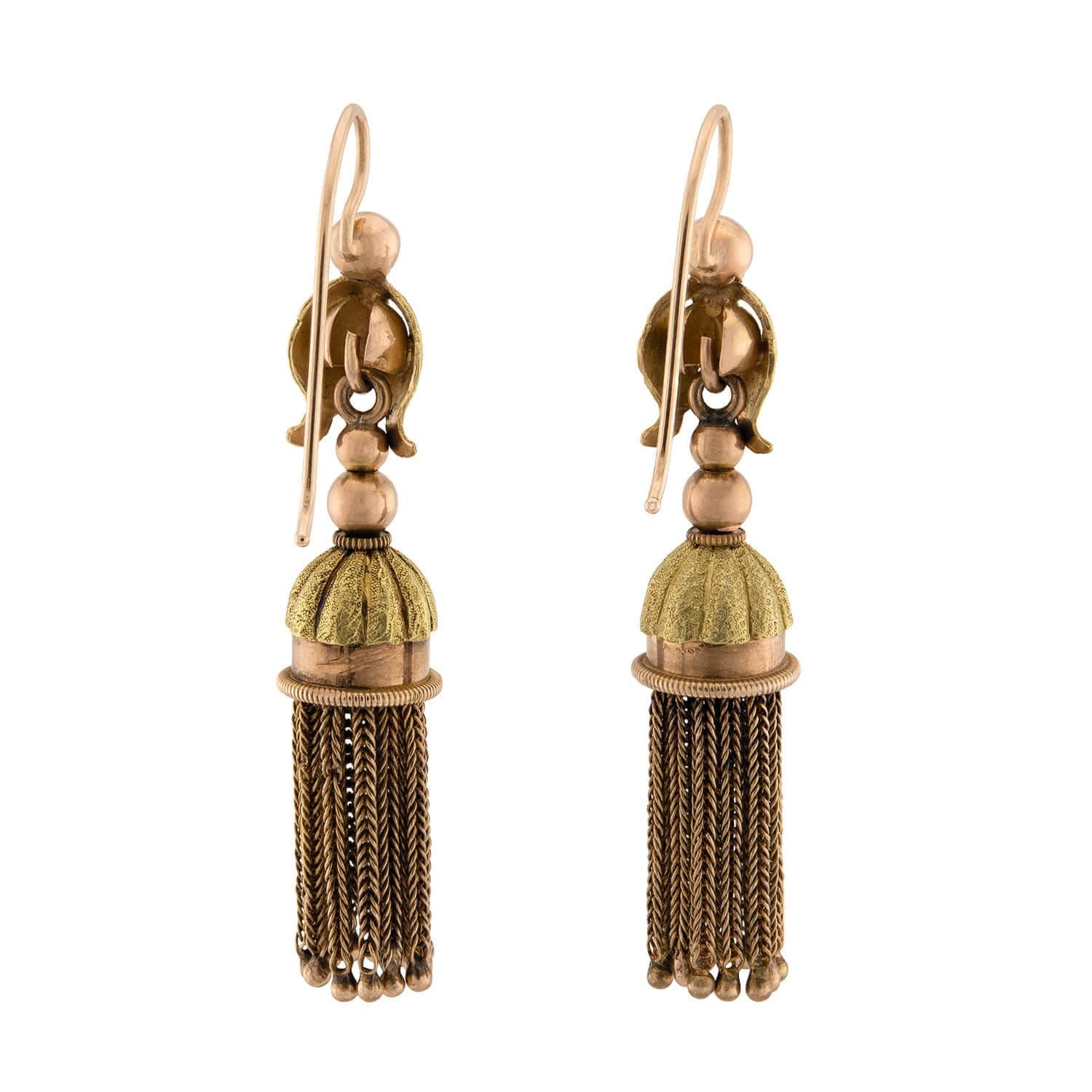 Victorian 14k Mixed Metals Tassel Earrings