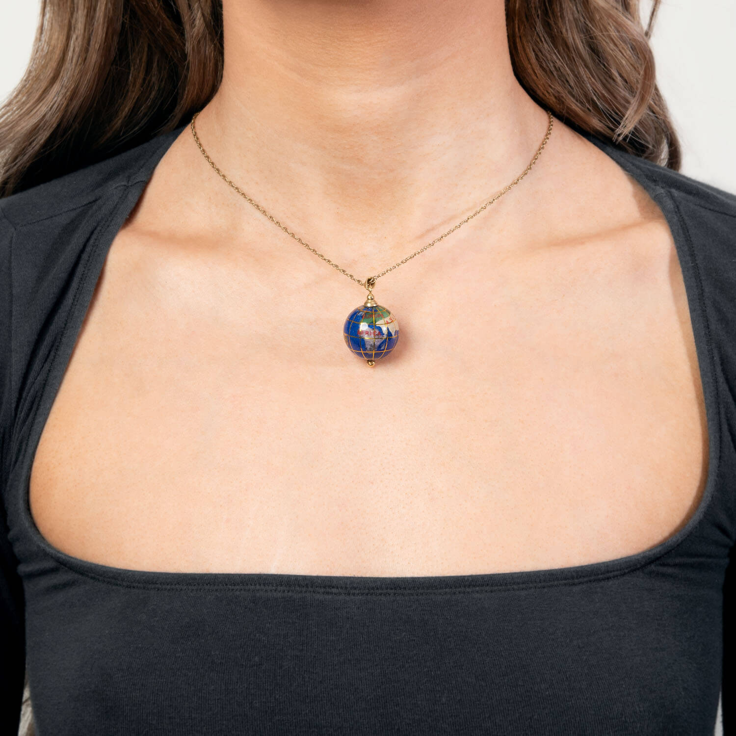 Vintage 14k Enamel Globe Pendant/Charm