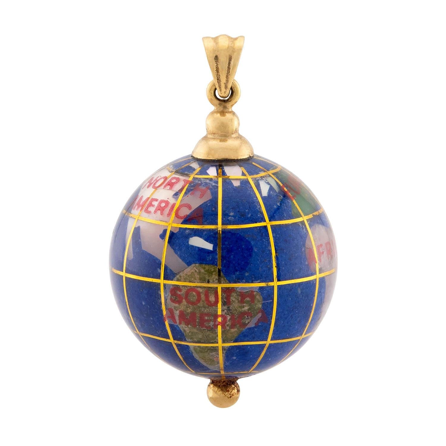 Vintage 14k Enamel Globe Pendant/Charm