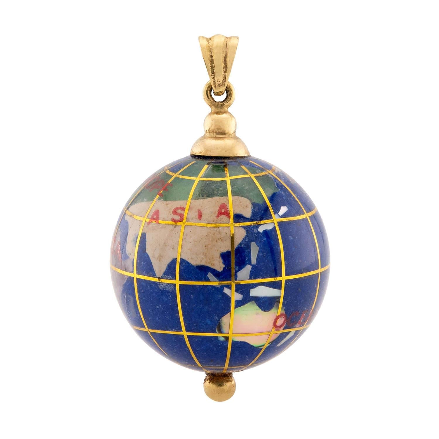 Vintage 14k Enamel Globe Pendant/Charm