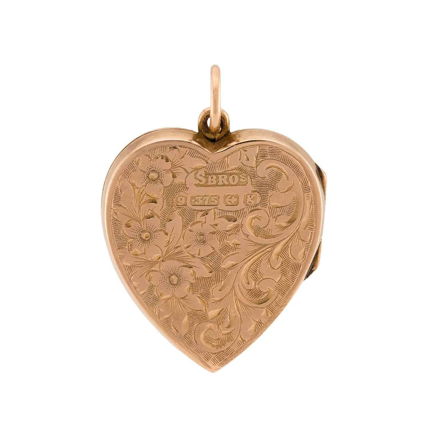 Edwardian English 9k Heart Locket Pendant