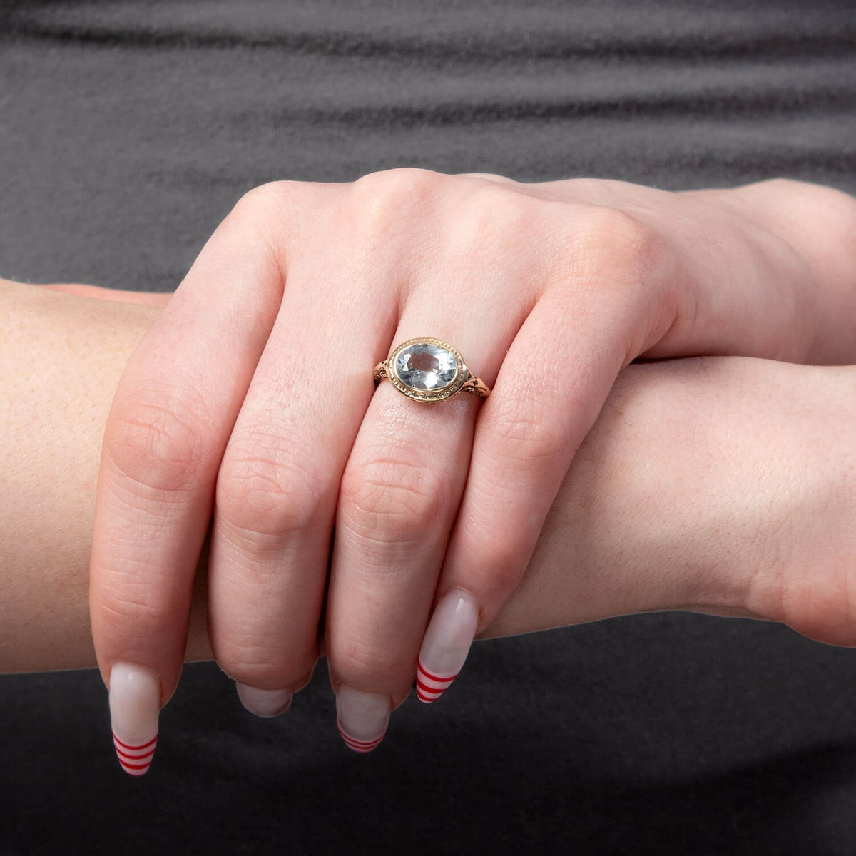 Art Deco 14k Aqua Ring