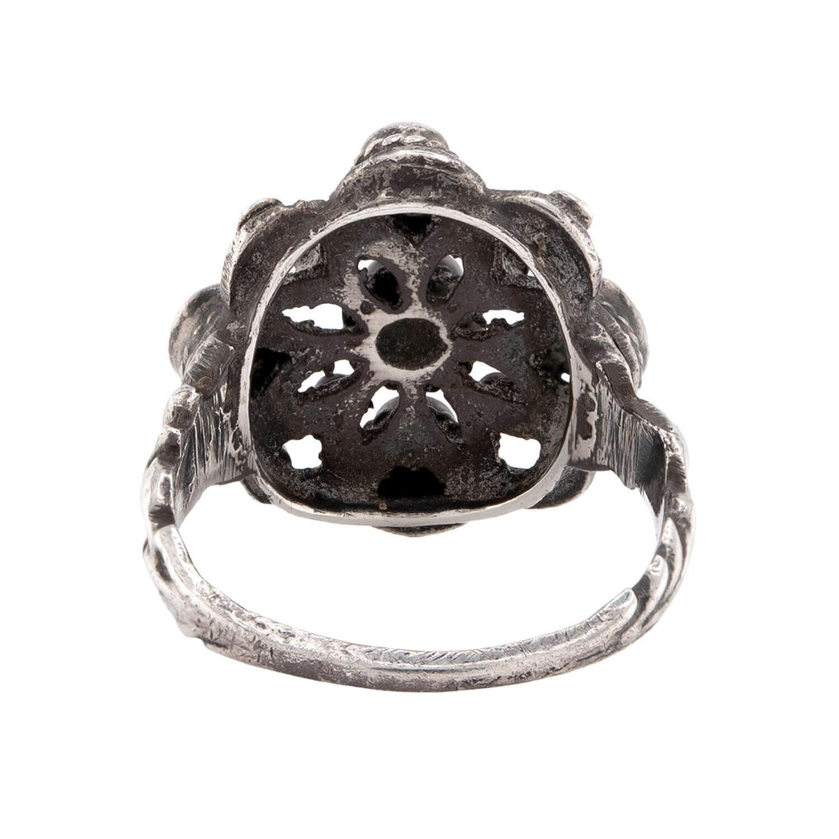 Art Deco English Sterling Silver Coral & Turquoise Ring