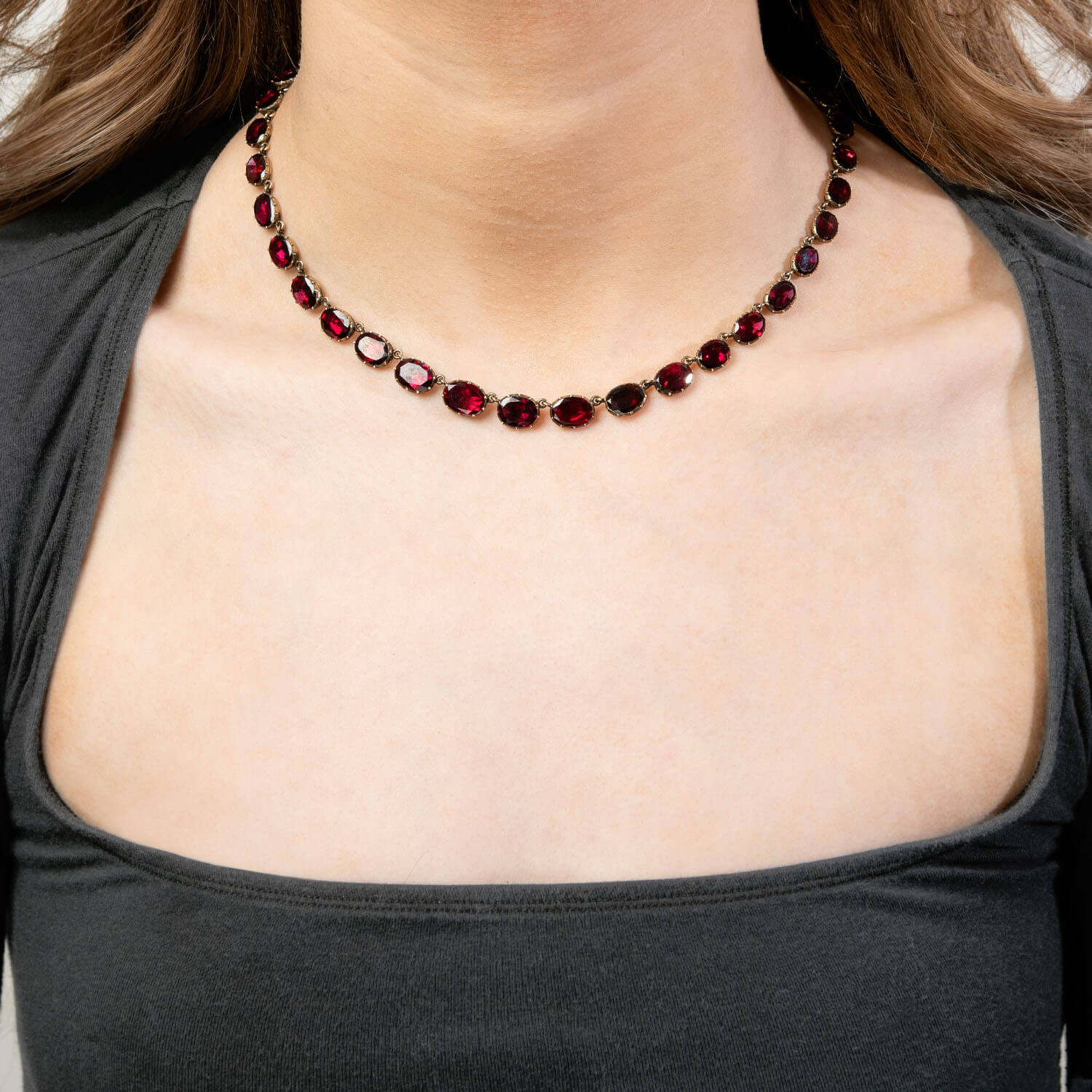 Georgian 14k Garnet Riviera Necklace