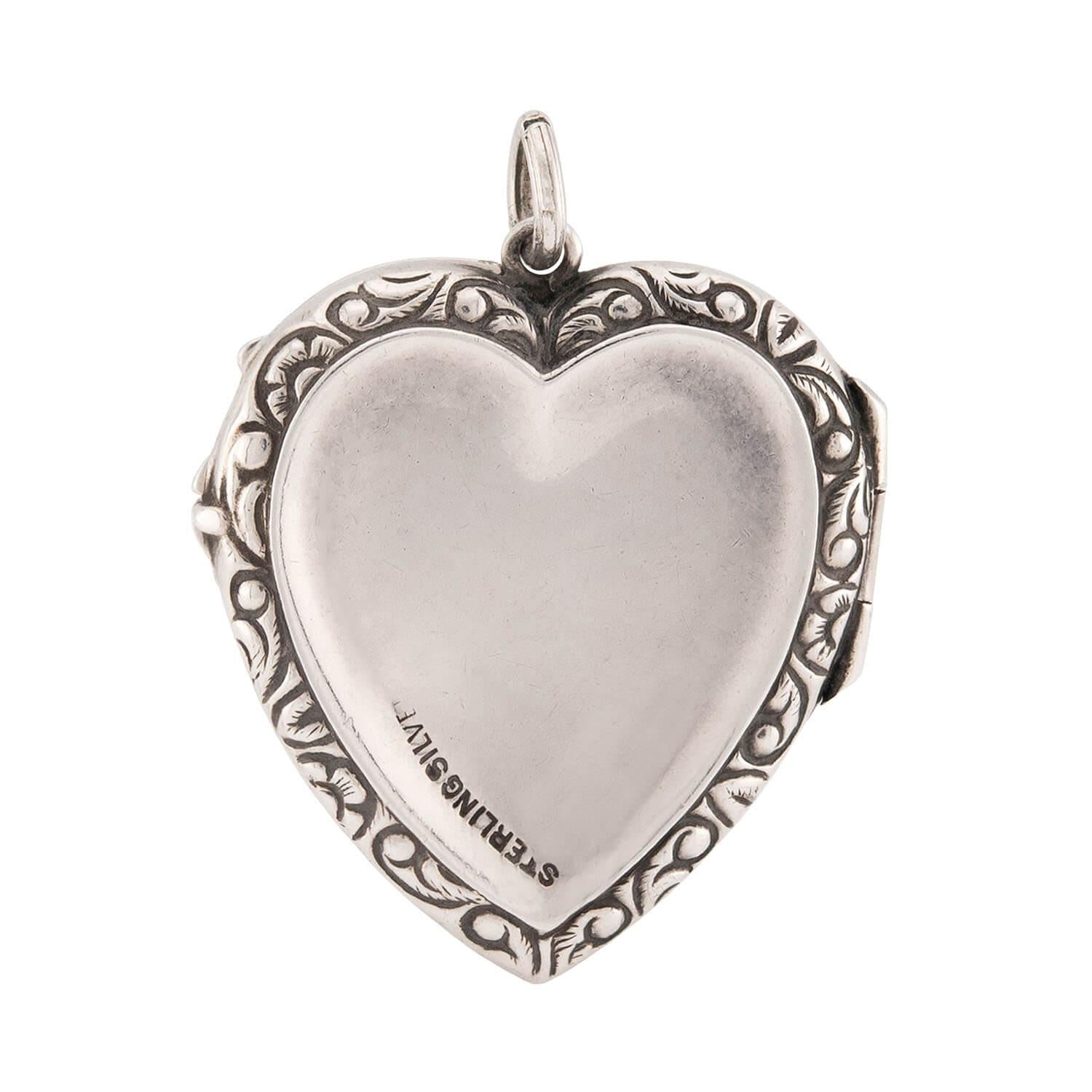 Victorian Sterling Silver Heart Locket Pendant